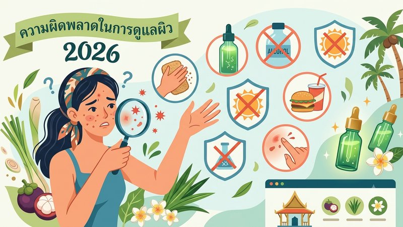 Схематичное изображение типичных ошибок в уходе за проблемной кожей подростков от Тайской Косметики